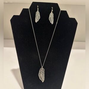Pandora sterling silver light as a feather necklace and earring set